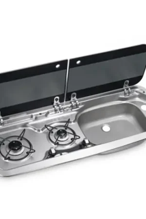 Affare LAVELLO INOX CON PIANO DI COTTURA A GAS CON 2 FUOCHI HSG 2370R